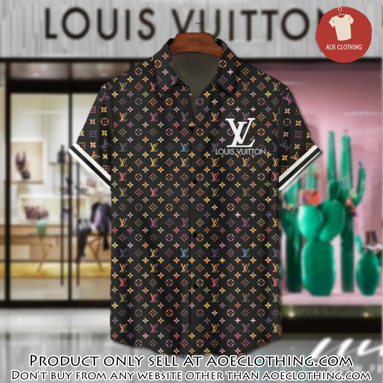 Lv louis vuitton luxury hawaiian shirt & short set lhs1188 aoe1111180